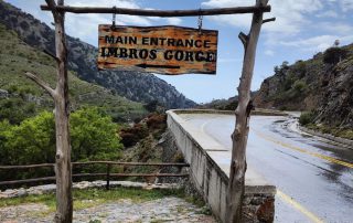 Main entrance sign at the Imbros Gorge in Crete